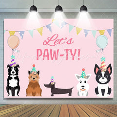 Lofaris Lets Pawty Puppy Dog Themed Happy Birthday Backdrop