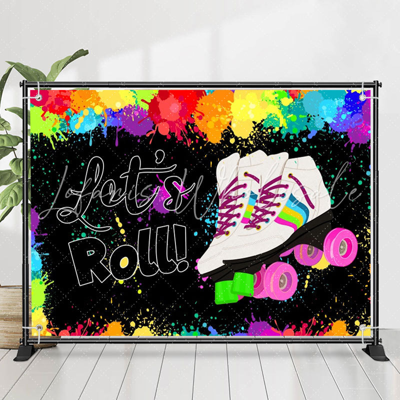 Lofaris Lets Roll Shoes Colorful Paint Birthday Backdrop