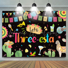 Lofaris Lets Three Esta Mexican Happy 3rd Birthday Backdrop