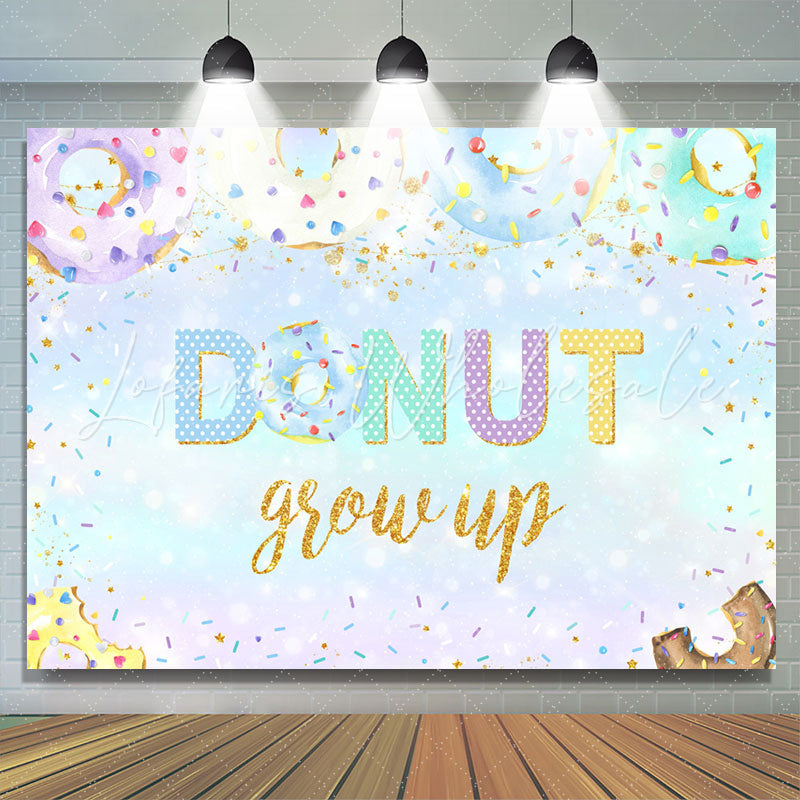 Lofaris Light Blue Donuts Grow Up Themed Birthday Backdrop