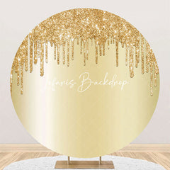 Lofaris Light Gold Solid Color Glitters Round Party Backdrop