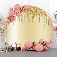 Lofaris Light Gold Solid Color Glitters Round Party Backdrop