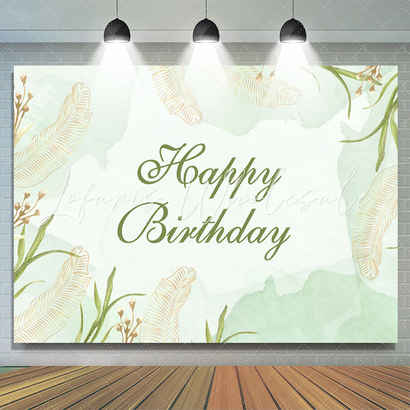 Lofaris Light Green Ink Spring Leaves Birthday Backdrop