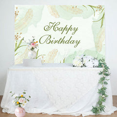 Lofaris Light Green Ink Spring Leaves Birthday Backdrop