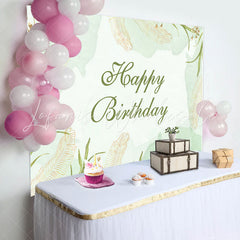 Lofaris Light Green Ink Spring Leaves Birthday Backdrop