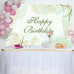 Lofaris Light Green Ink Spring Leaves Birthday Backdrop