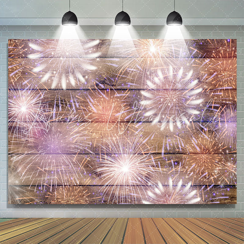 Lofaris Light Purple Bright Brown Wood Birthday Party Backdrop