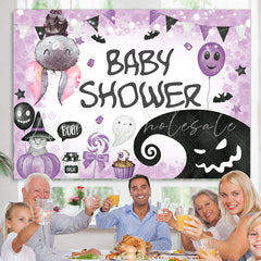 Lofaris Light Purple Halloween Theme Backdrop For Baby Shower