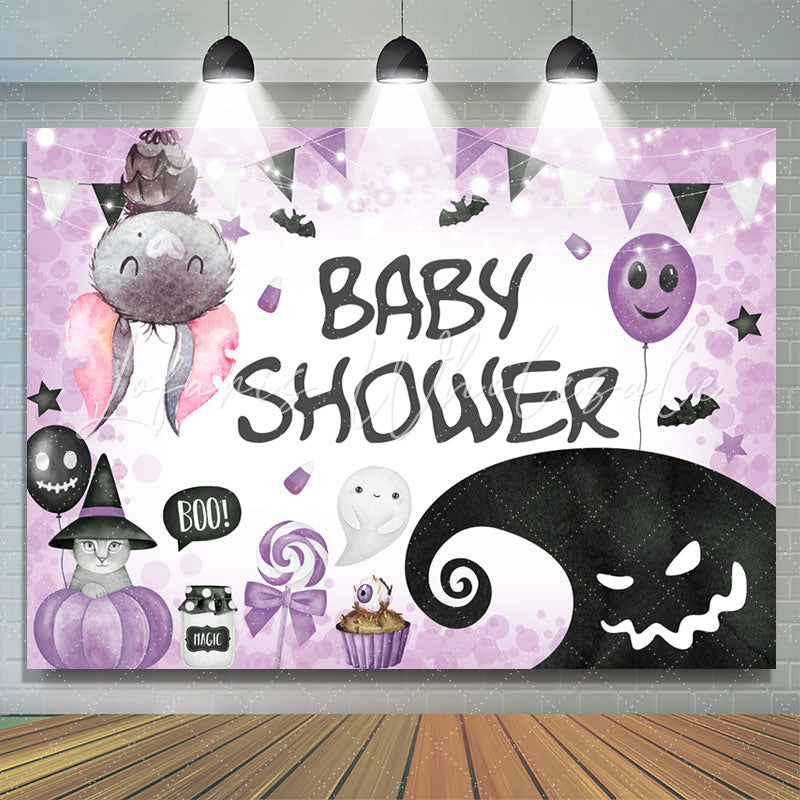 Lofaris Light Purple Halloween Theme Backdrop For Baby Shower