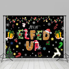 Lofaris Light Strip Snow Elfed Up Black Christmas Backdrop