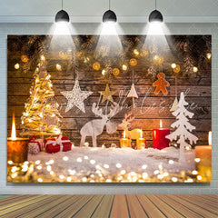 Lofaris Light Wood Glitter Photo Booth Christmas Backdrop