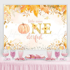 Lofaris Pumpkin And Yellow Leaves Baby Shower Backdrop for Girl