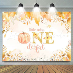 Lofaris Pumpkin And Yellow Leaves Baby Shower Backdrop for Girl