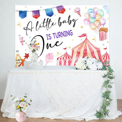 Lofaris Little Baby Is Turning One Circus Birthday Backdrop