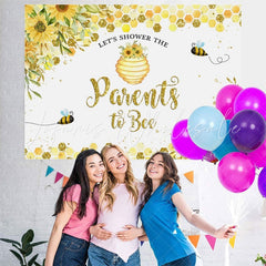 Lofaris Little Bees and Sunflowers Yellow Baby Shower Backdrop