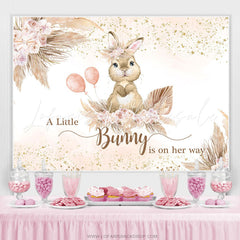 Lofaris Little Bunny Is On Her Way Baby Shower Backdrop