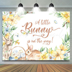 Lofaris Little Bunny On The Way Floral Baby Shower Backdrop