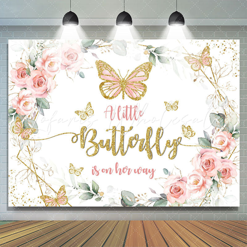 Lofaris Little Butterfly Is On Her Way Baby Shower Backdrop