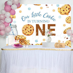 Lofaris Little Cookie Milk White 1st Birthday Party Backdrop