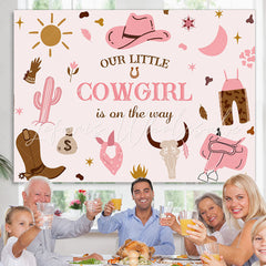 Lofaris Little Cowgirl Is On The Way Pink Baby Shower Backdrop