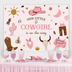 Lofaris Little Cowgirl Is On The Way Pink Baby Shower Backdrop