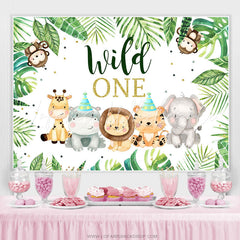 Lofaris Little Cute Jungle Animals Wild 1st Birthday Backdrop