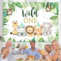 Lofaris Little Cute Jungle Animals Wild 1st Birthday Backdrop