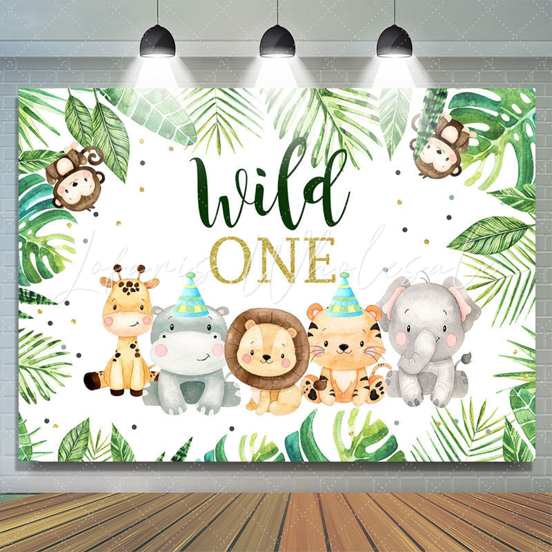 Lofaris Little Cute Jungle Animals Wild 1st Birthday Backdrop