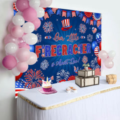 Lofaris Little Firecracker USA Flag Baby Shower Backdrop