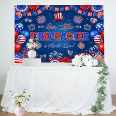 Lofaris Little Firecracker USA Flag Baby Shower Backdrop