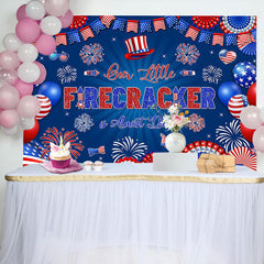 Lofaris Little Firecracker USA Flag Baby Shower Backdrop