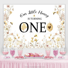 Lofaris Little Honey Is Turning One Bee Flower Birthday Backdrop