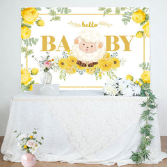 Lofaris Little Lamb Yellow Floral Leaf Baby Shower Backdrop