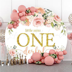 Lofaris Little Miss One Derful Round Floral Birthday Backdrop