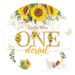 Lofaris Little Miss Onederful Round Sunflower Birthday Backdrop