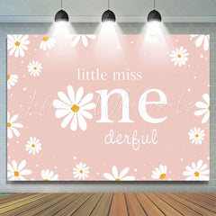 Lofaris Little Miss Simple Daisy Happy 1st Birthday Backdrop