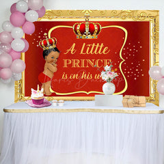 Lofaris Little Prince Red Gold Royal Baby Shower Backdrop