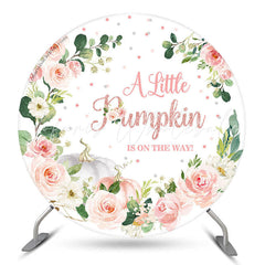 Lofaris Little Pumpkin Floral Round Girl Baby Shower Backdrop