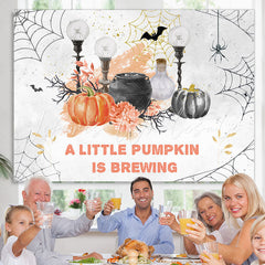 Lofaris Little Pumpkin Is Brewing Halloween Baby Shower Backdrop