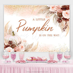 Lofaris Little Pumpkin Light Pink Floral Baby Shower Backdrop