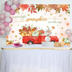 Lofaris Little Pumpkin Red Car Autumn Baby Shower Backdrop