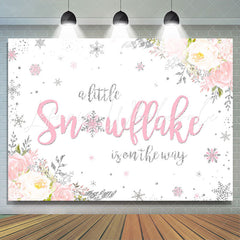 Lofaris Little Snowflake Is On The Way Pink Baby Shower Backdrop