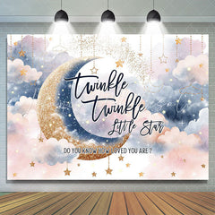 Lofaris Little Star Sparkle Moon Twins Baby Shower Backdrop