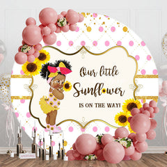 Lofaris Little Sunflower Round Girl Baby Shower Backdrop