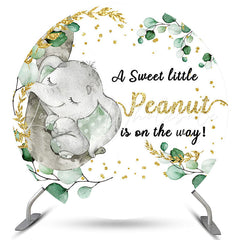 Lofaris Little Sweet Peanut Glitter Baby Shower Round Backdrop