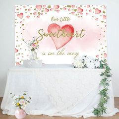 Lofaris Little Sweetheart White Pink Baby Shower Backdrop