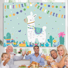 Lofaris Llama Cactus Happy Birthday Backdrop Party for Kids