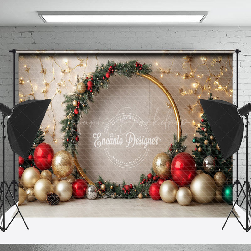 Lofaris Beige Wall Light Strip Pine Leaf Christmas Backdrop