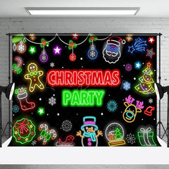 Lofaris Colorful Neon Snowflake Christmas Party Backdrop