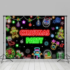 Lofaris Colorful Neon Snowflake Christmas Party Backdrop